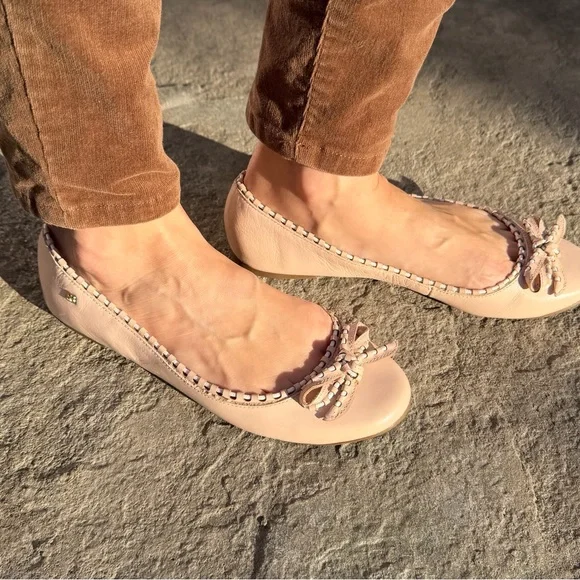 NWOT Raphaella Booz Blush Pink Leather Ballet Flats Bow Stud Trim Size 8 - Picture 11 of 11